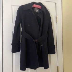Navy stadium cloth belted jacket - good condition